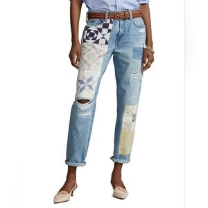 NWT Polo Ralph Lauren 'The Avery' Boyfriend Patchwork Distressed Jeans | Size 27